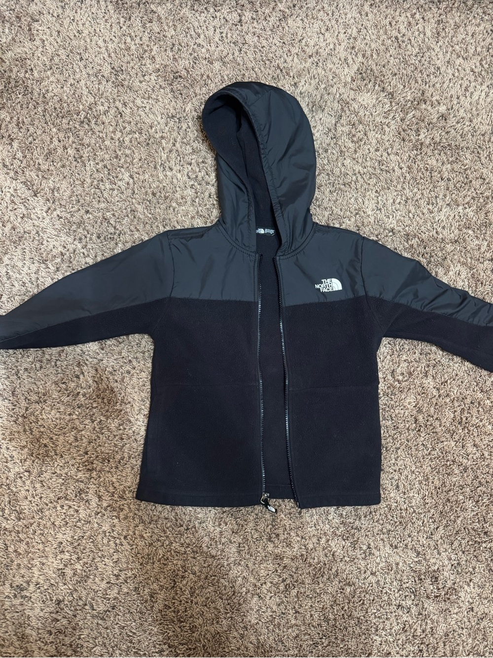 The North Face Black Hooded Fleece Jacket for Kids